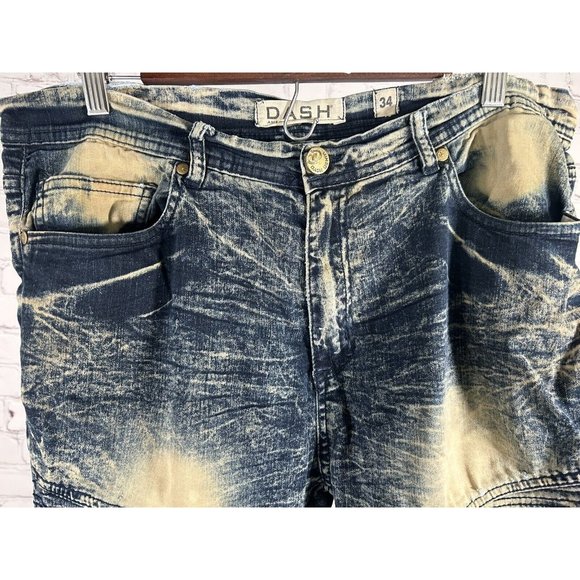 Dash American Designers Very Distressed Dark Blue Acid Wash Men’s Shorts (34x11) - Picture 5 of 11